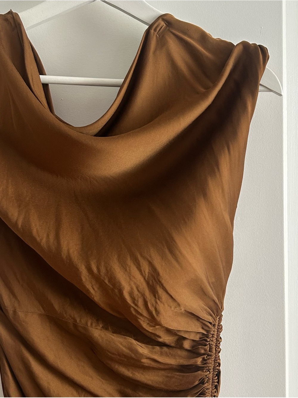 A.L.C Penny asymmetrical off shoulder ruched gown cocktail dress